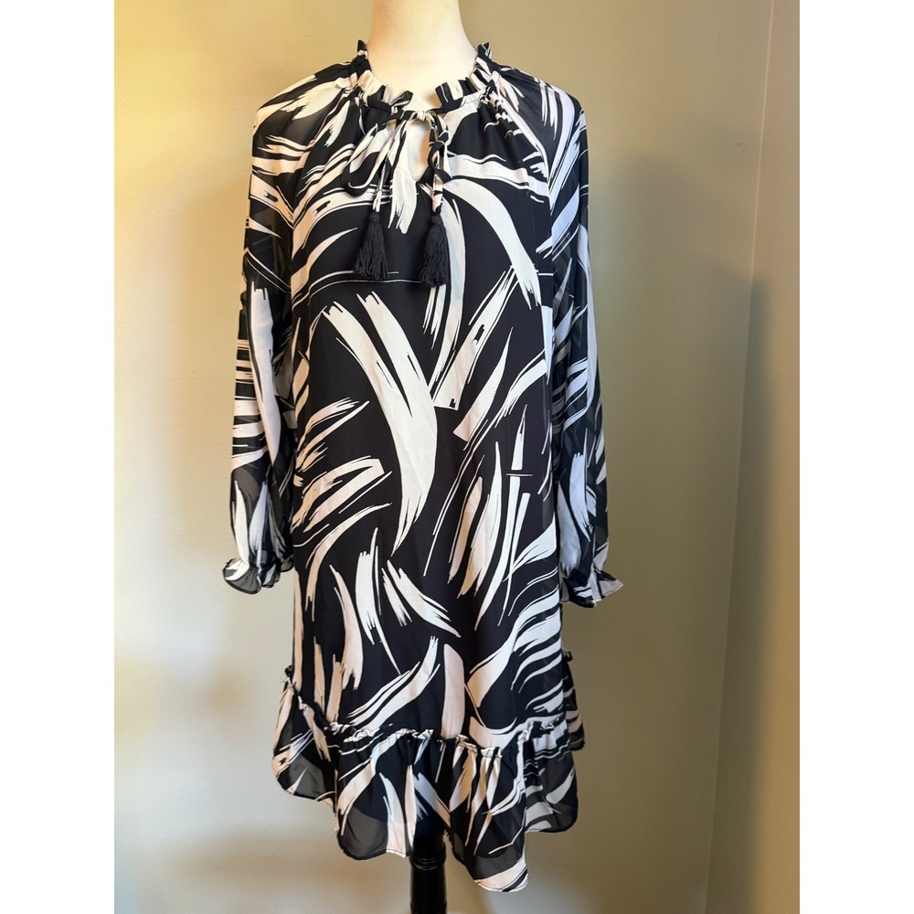 Luxology Black White boho whimsi resort dainty y2k flowy Dress Large cottage